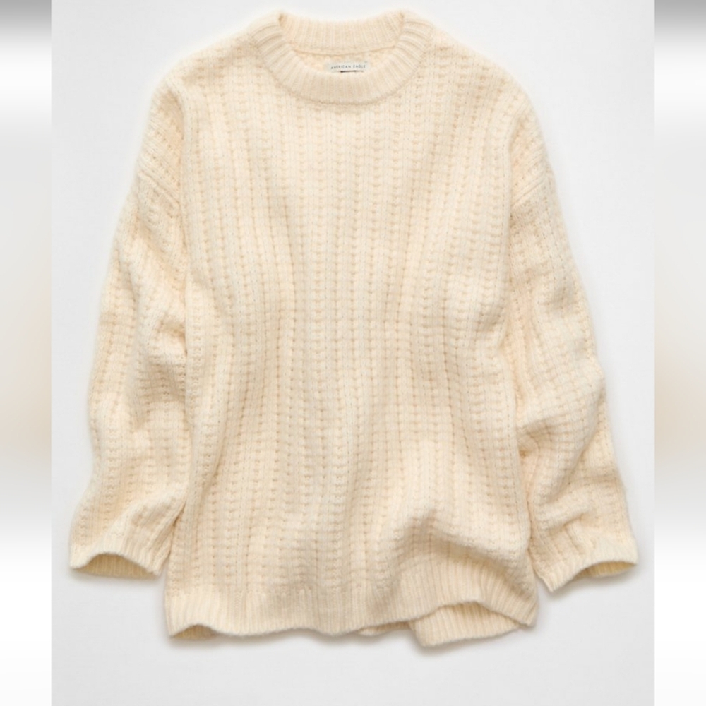 NWT American Eagle Outfitters Oversized Waffle Cream Sweater